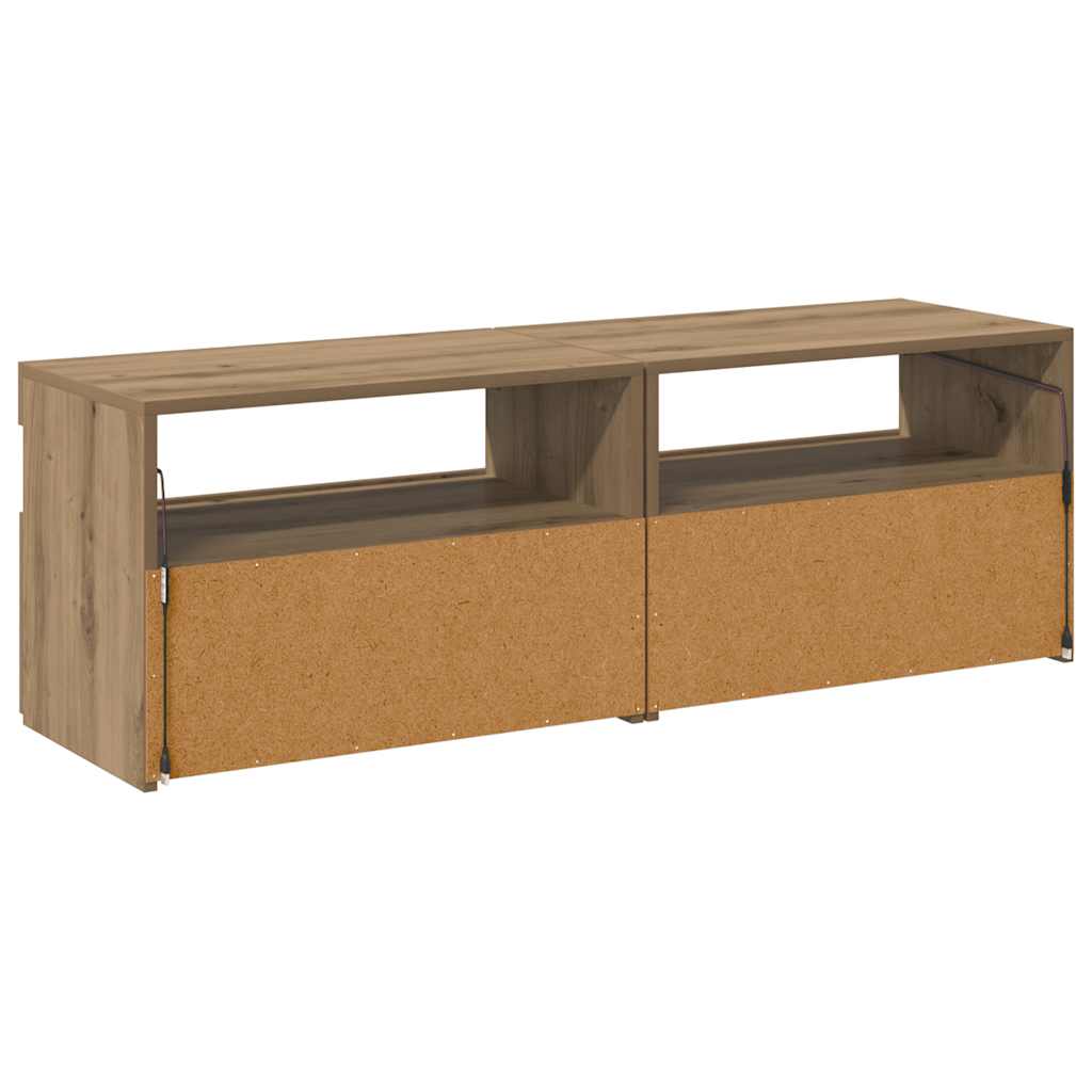 TV Cabinets with LED Lights 2 pcs Artisan Oak Engineered Wood