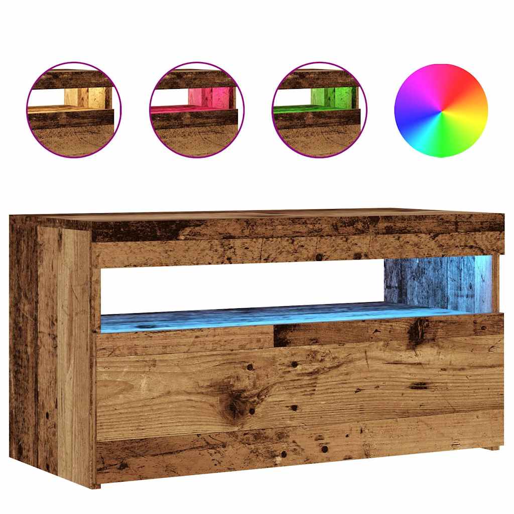 TV Cabinets with LED Lights 2 pcs Old Wood Engineered Wood