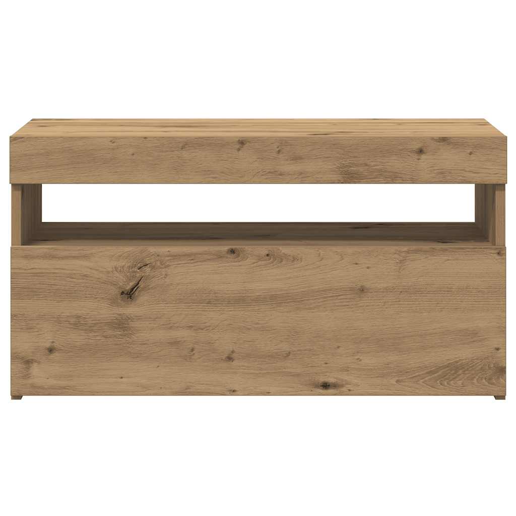 TV Cabinet with LED Lights Artisan Oak 75x35x40 cm Engineered Wood