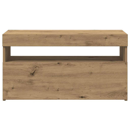 TV Cabinet with LED Lights Artisan Oak 75x35x40 cm Engineered Wood