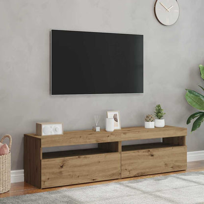 2 Piece TV Cabinet Set with LED Lights Artisan Oak Engineered Wood