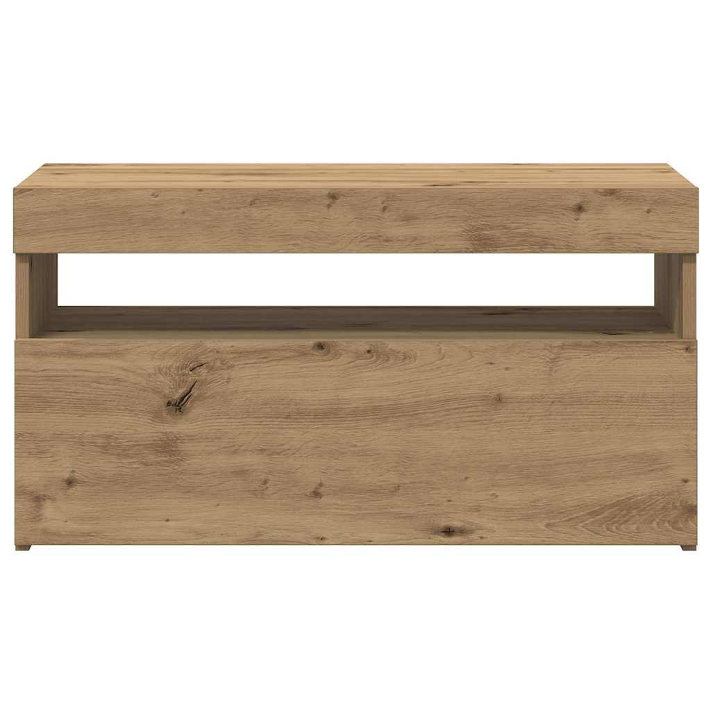TV Cabinets with LED Lights 2 pcs Artisan Oak Engineered Wood