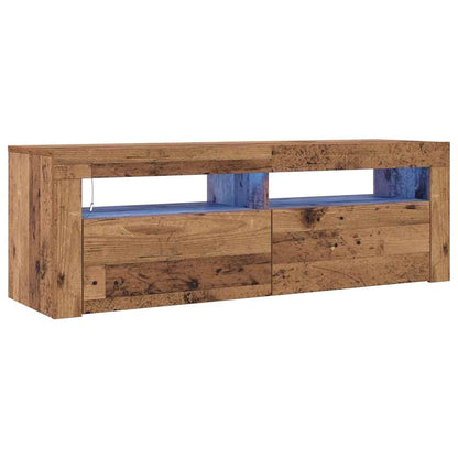 TV Cabinet with LED Lights Old Wood 120x35x40 cm Engineered Wood