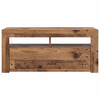 TV Cabinet with LED Lights Old Wood 90x35x40 cm Engineered Wood