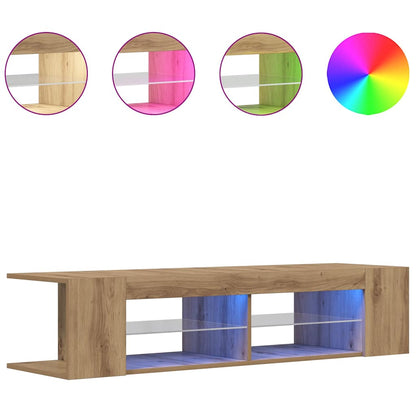 TV Cabinet with LED Lights Artisan Oak 90x39x30 cm Engineered Wood
