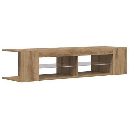 TV Cabinet with LED Lights Artisan Oak 90x39x30 cm Engineered Wood