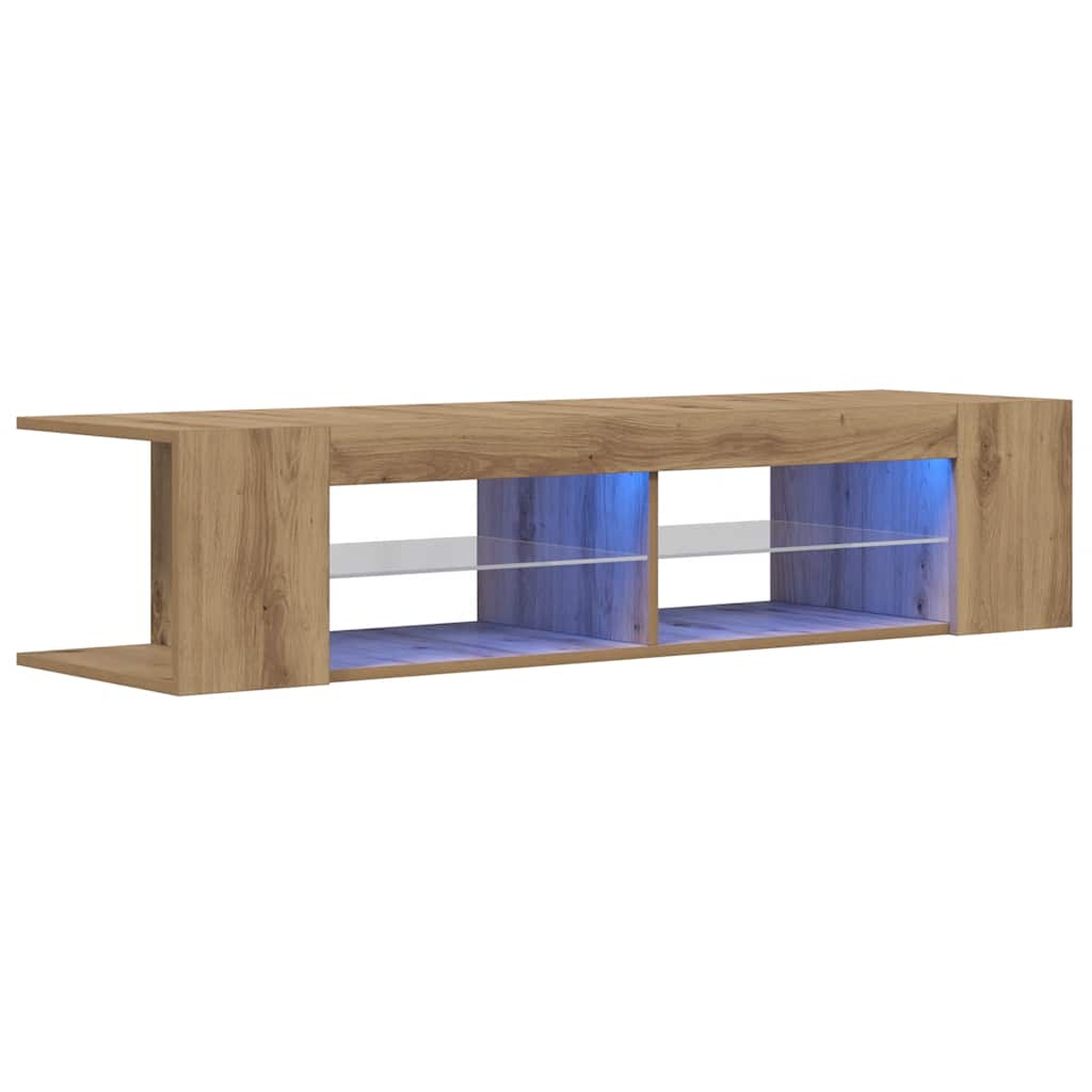 TV Cabinet with LED Lights Artisan Oak 90x39x30 cm Engineered Wood