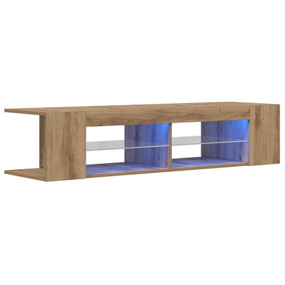 TV Cabinet with LED Lights Artisan Oak 90x39x30 cm Engineered Wood