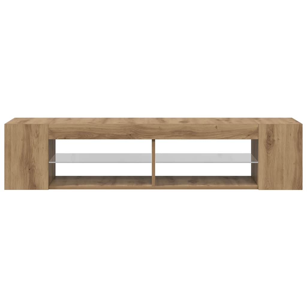 TV Cabinet with LED Lights Artisan Oak 90x39x30 cm Engineered Wood