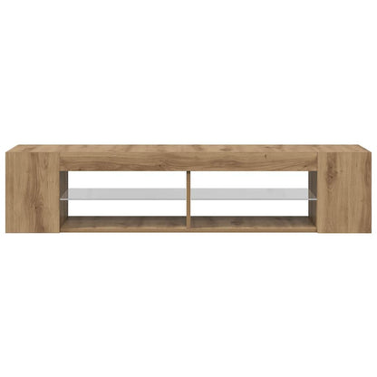 TV Cabinet with LED Lights Artisan Oak 90x39x30 cm Engineered Wood