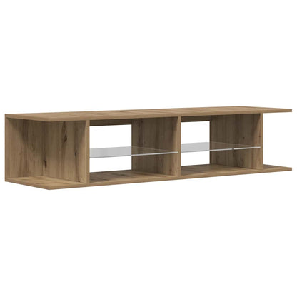 TV Cabinet with LED Lights Artisan Oak 90x39x30 cm Engineered Wood