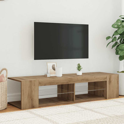 TV Cabinet with LED Lights Artisan Oak 90x39x30 cm Engineered Wood