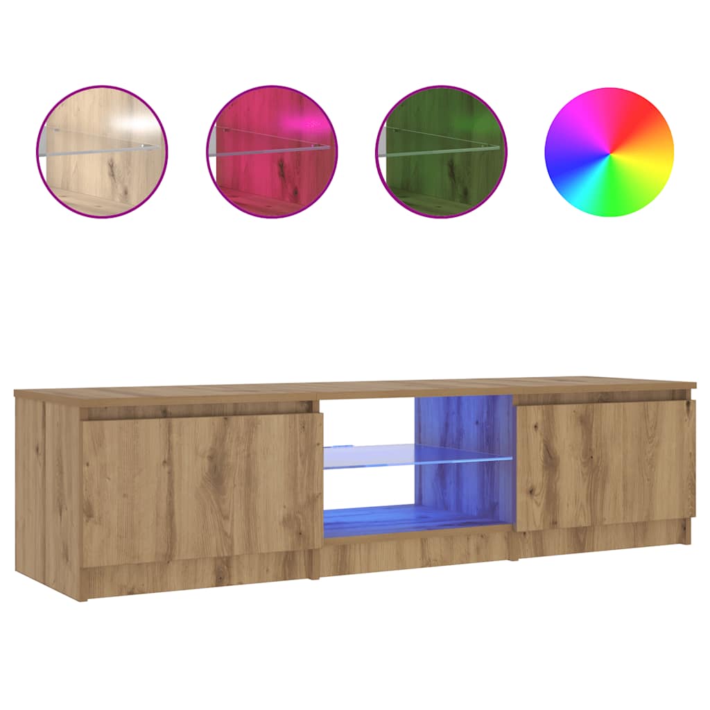 TV Cabinet with LED Lights Artisian Oak 140x40x36 cm Engineered Wood