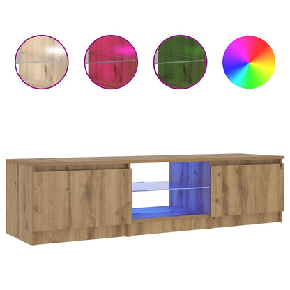 TV Cabinet with LED Lights Artisian Oak 140x40x36 cm Engineered Wood