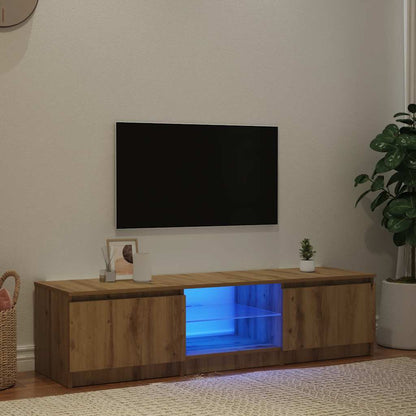 TV Cabinet with LED Lights Artisian Oak 140x40x36 cm Engineered Wood
