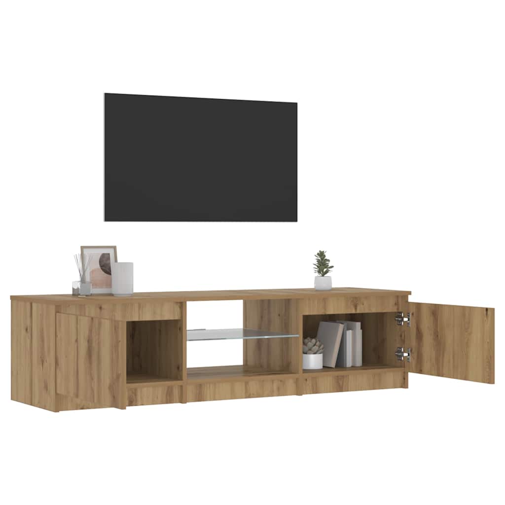 TV Cabinet with LED Lights Artisian Oak 140x40x36 cm Engineered Wood