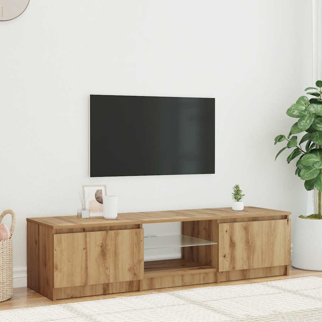 TV Cabinet with LED Lights Artisian Oak 140x40x36 cm Engineered Wood