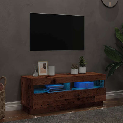 TV Cabinet with LED Lights Old Wood 100x35x40 cm Engineered Wood