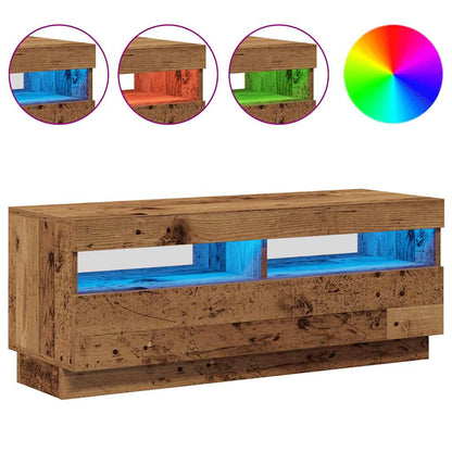 TV Cabinet with LED Lights Old Wood 100x35x40 cm Engineered Wood