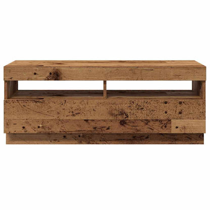 TV Cabinet with LED Lights Old Wood 100x35x40 cm Engineered Wood