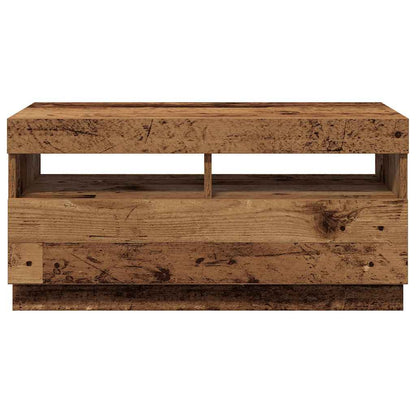 TV Cabinet with LED Lights Old Wood 80x35x40 cm Engineered Wood