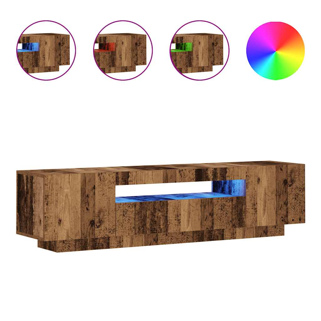 TV Cabinet with LED Lights Old Wood 160x35x40 cm Engineered Wood