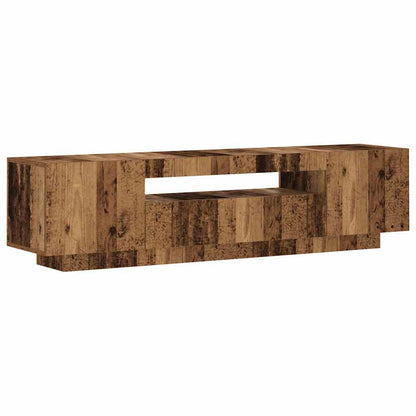 TV Cabinet with LED Lights Old Wood 160x35x40 cm Engineered Wood
