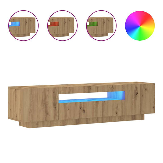 TV Cabinet with LED Lights Artisan Oak 160x35x40 cm Engineered Wood