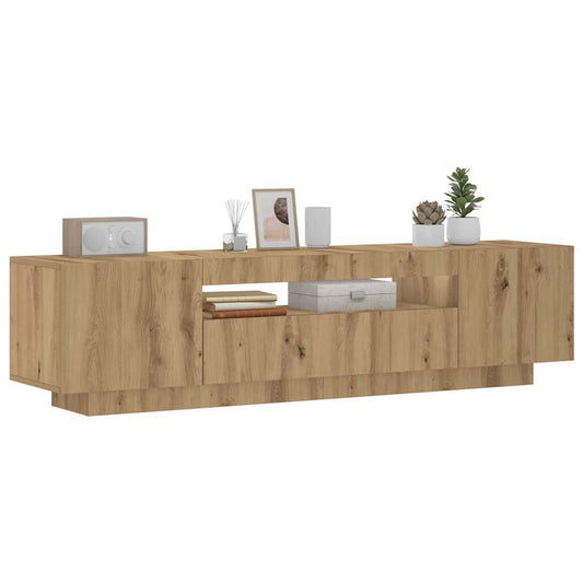 TV Cabinet with LED Lights Artisan Oak 160x35x40 cm Engineered Wood
