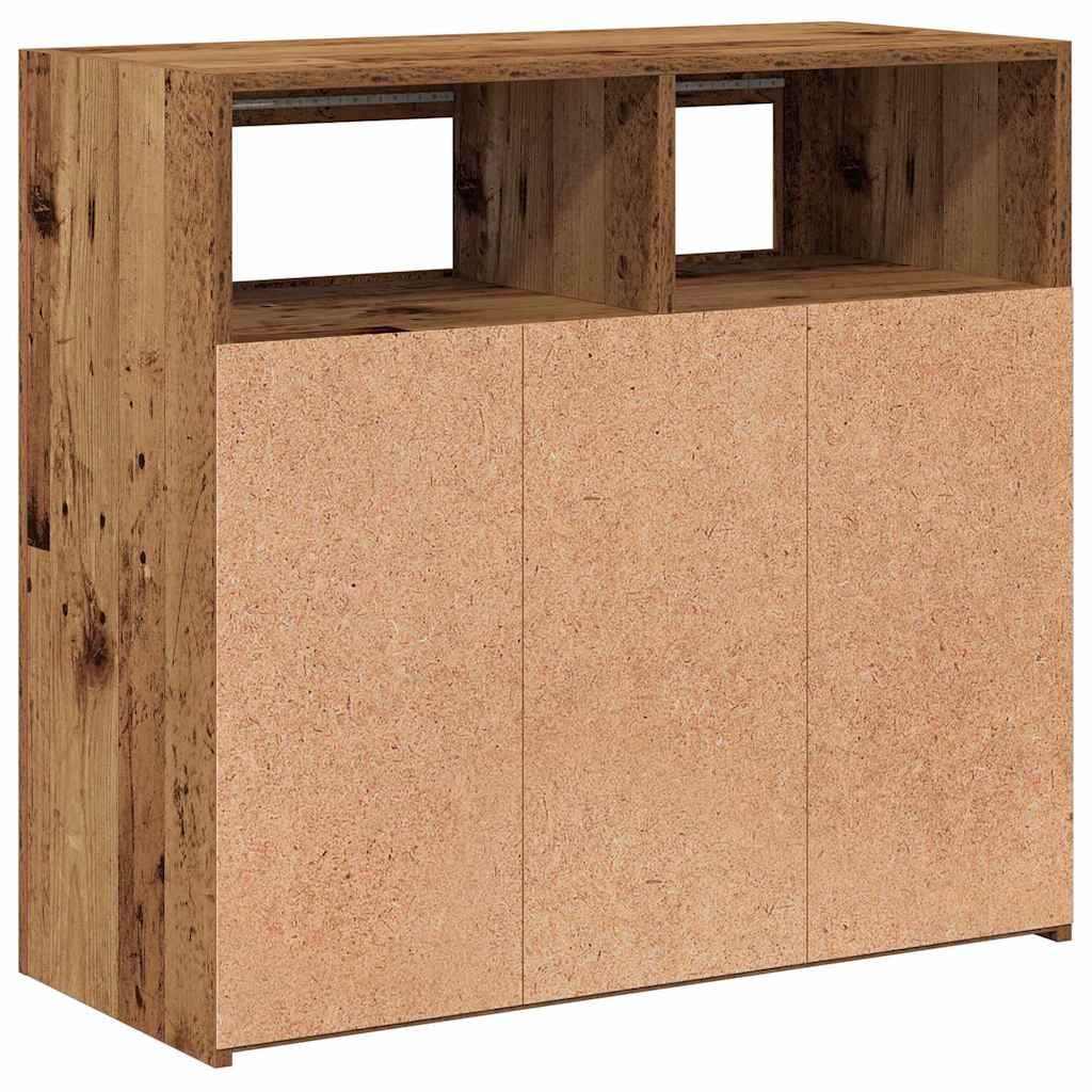 Sideboard with LED Lights Old Wood 80x35x75 cm Engineered Wood