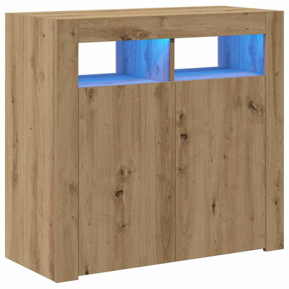 Sideboard with LED Lights Artisan Oak 80x35x75 cm Engineered Wood