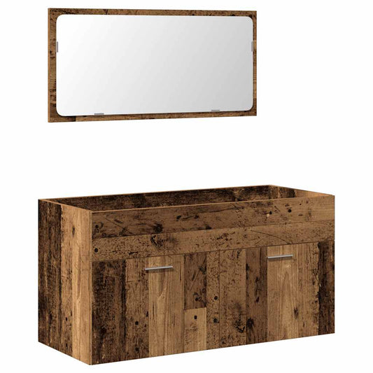 Bathroom Cabinet with Mirror Old Wood Engineered Wood