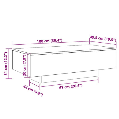 Coffee Table Old Wood 100x49.5x31 cm Engineered Wood