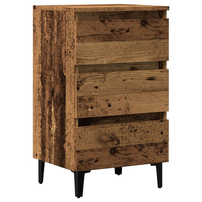 Bed Cabinet with Metal Legs Old Wood 40x35x69 cm