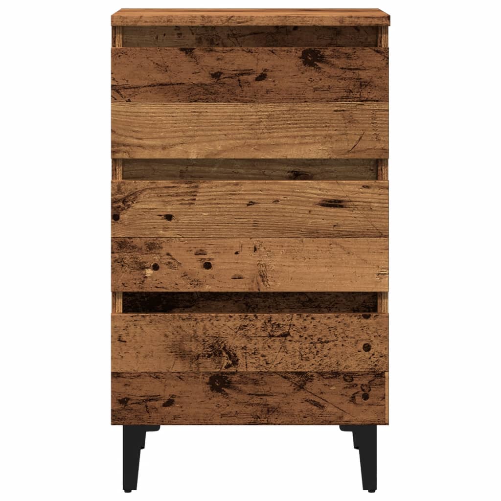 Bed Cabinet with Metal Legs Old Wood 40x35x69 cm