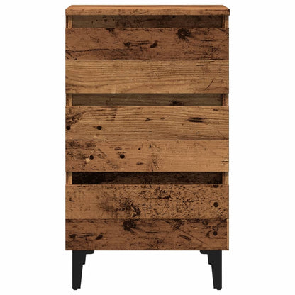 Bed Cabinet with Metal Legs Old Wood 40x35x69 cm
