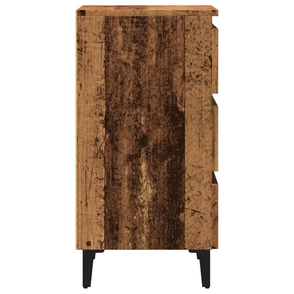 Bed Cabinet with Metal Legs Old Wood 40x35x69 cm