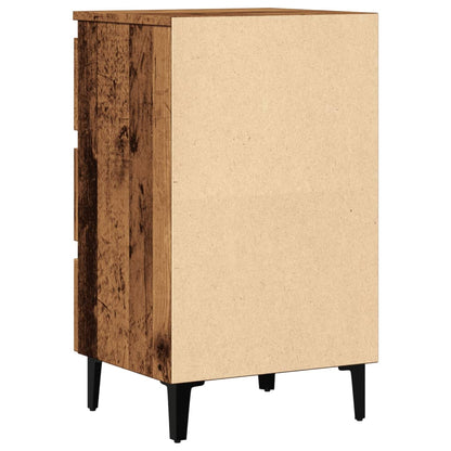 Bed Cabinet with Metal Legs Old Wood 40x35x69 cm