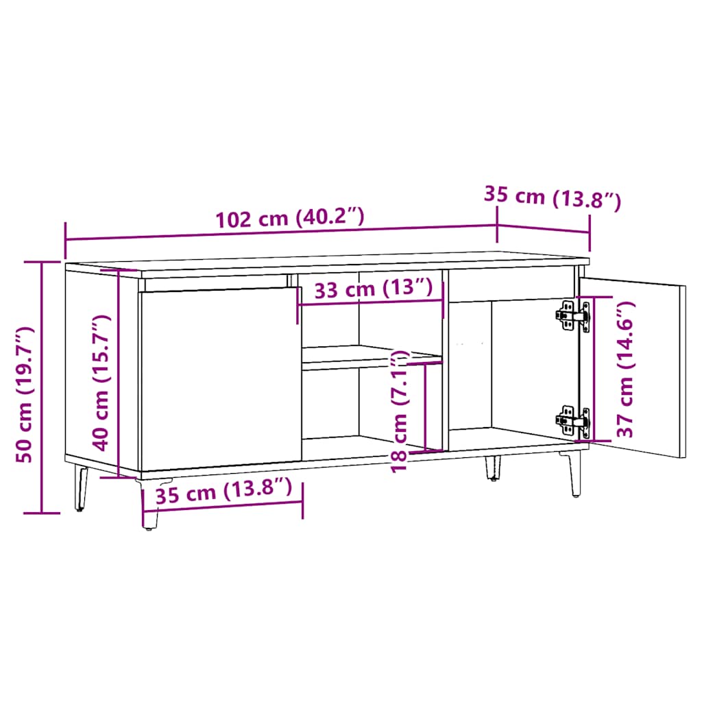 TV Cabinet Old Wood 102x35x50 cm Engineered Wood