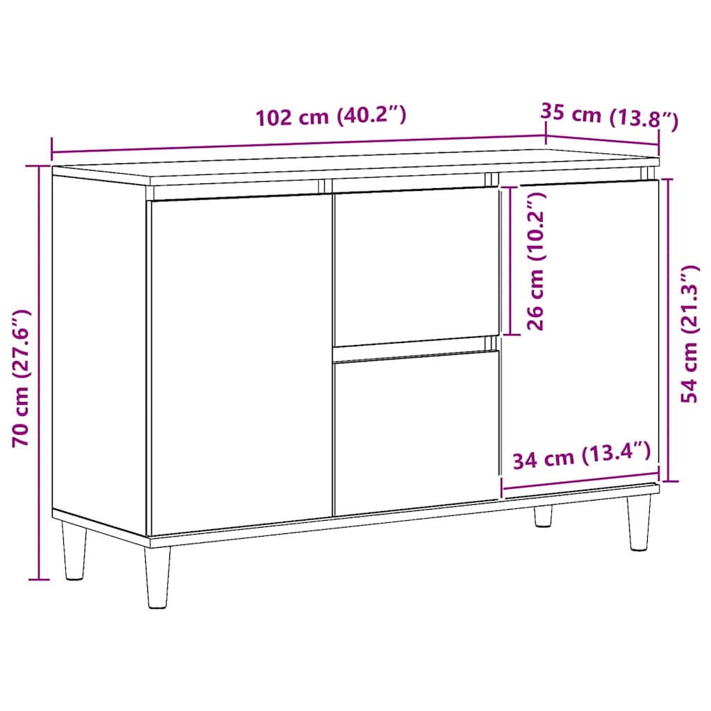 Sideboard Artisan Oak 102x35x70 cm Engineered Wood