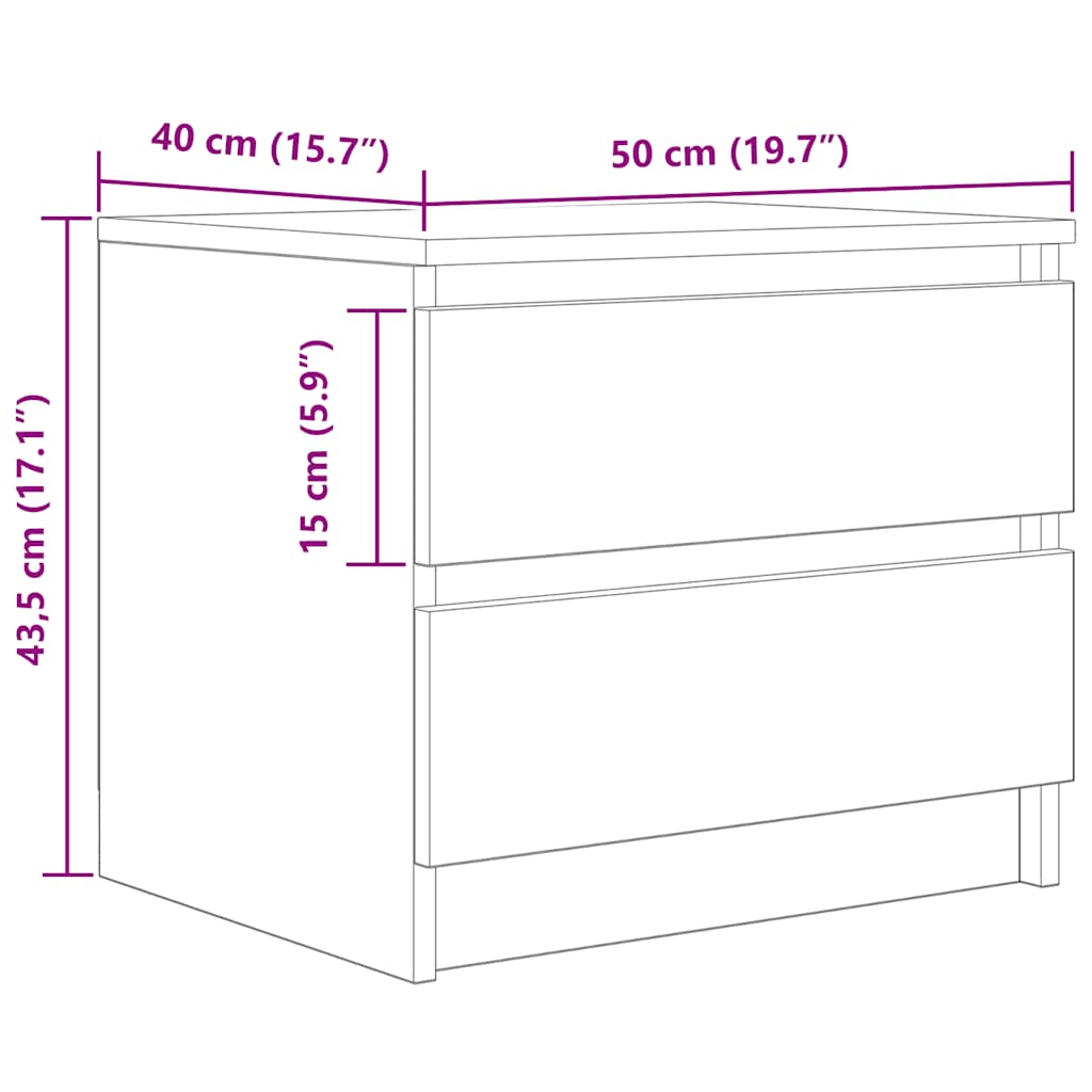 Bedside Cabinet Artisan Oak 40x40x50 cm Engineered Wood