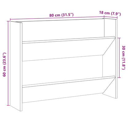 Wall Shoe Cabinet Old Wood 80x18x60 cm Engineered Wood