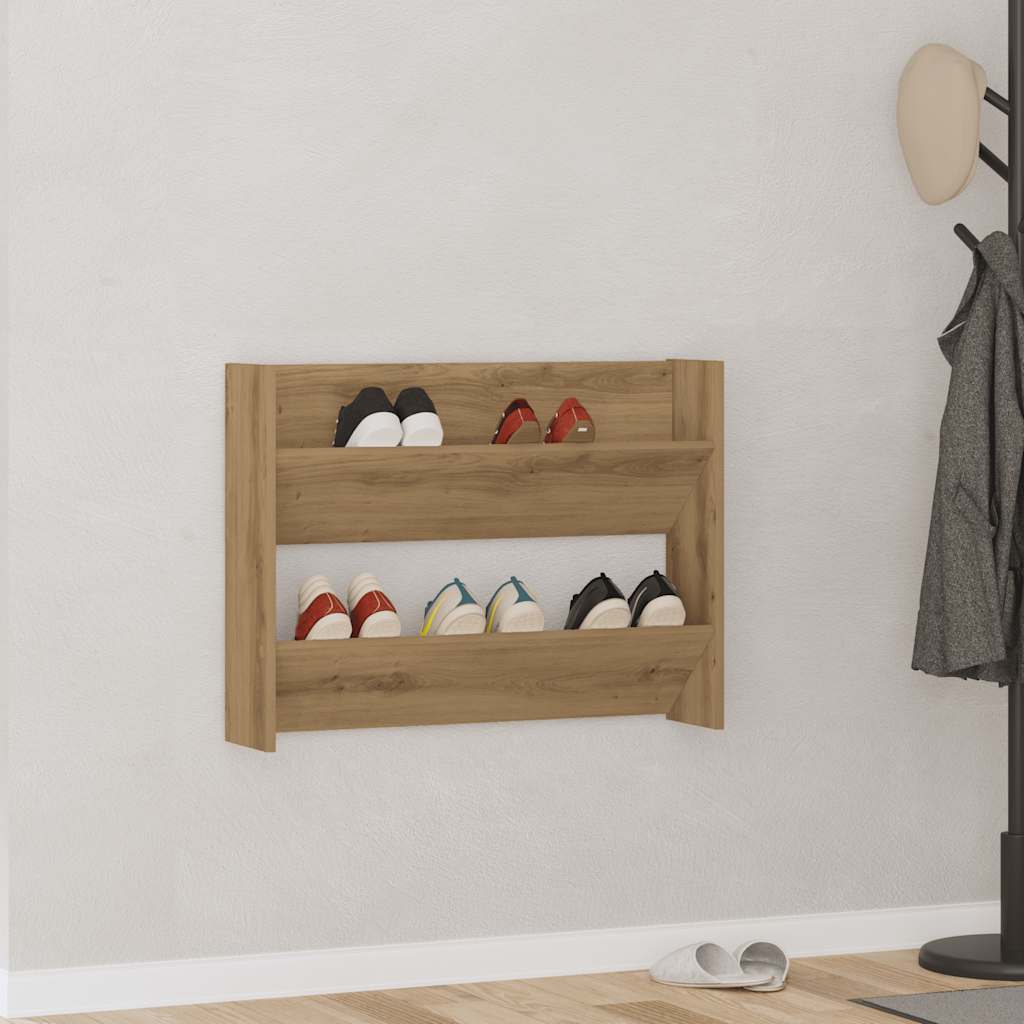 Wall Shoe Cabinet Artisan Oak 80x18x60 cm Engineered Wood