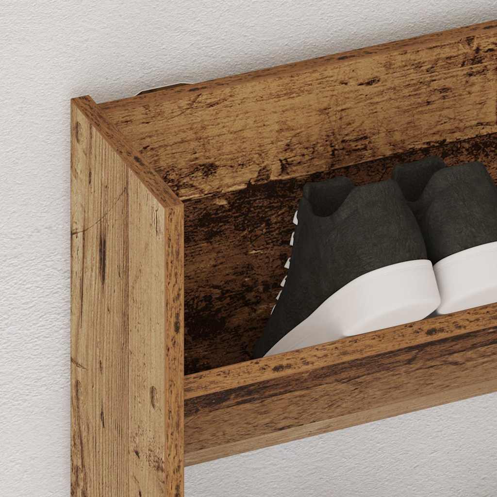 Wall Shoe Cabinet Old Wood 80x18x90 cm Engineered Wood