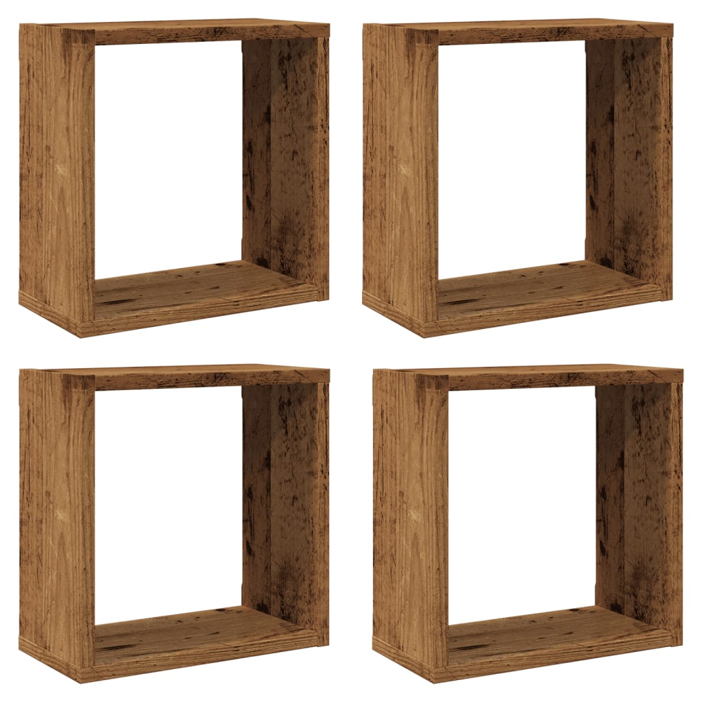 Wall Cube Shelves 4 pcs Old Wood 30x15x30 cm Engineered Wood