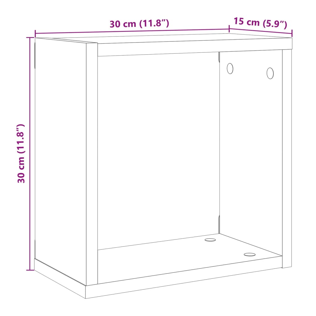 Wall Cube Shelves 4 pcs Old Wood 30x15x30 cm Engineered Wood