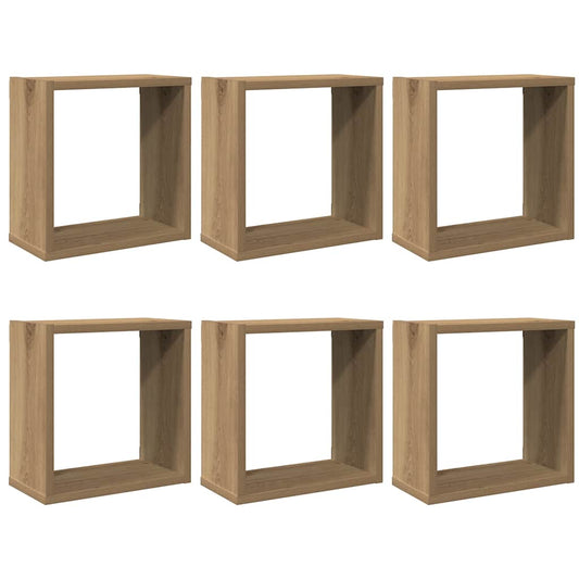 Wall Cube Shelves 6 pcs Artisan Oak 30x15x30 cm Engineered Wood
