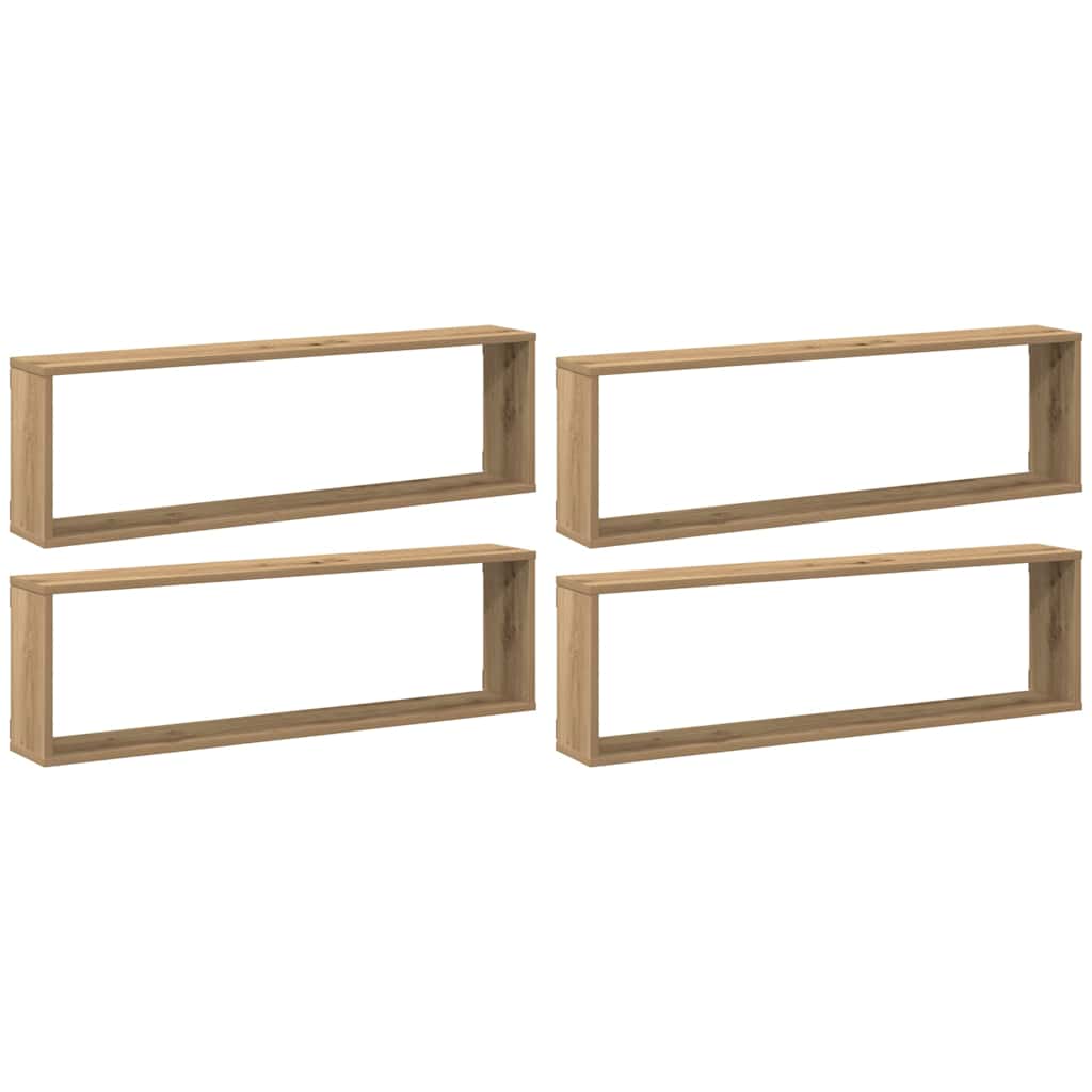 Wall Cube Shelves 4 pcs Artisan Oak 100x15x30 cm Engineered Wood