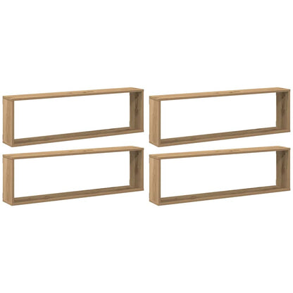Wall Cube Shelves 4 pcs Artisan Oak 100x15x30 cm Engineered Wood