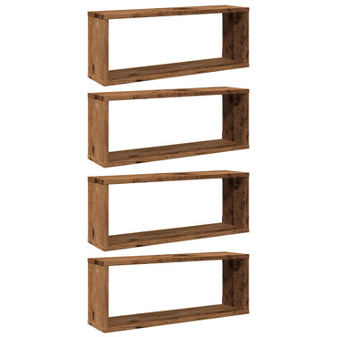 Wall Cube Shelves 4 pcs Old Wood 60x15x23 cm Engineered Wood